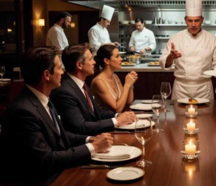 Chef's Table vacsora, ahol a séf közvetlenül a vendégek előtt tálal