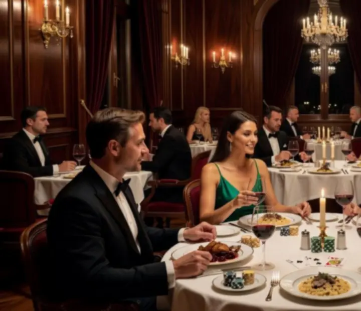 Candlelit fine dining asztal elegáns offline póker esttel